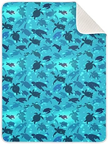 Tartaruga cobertor Swaddle Nadá cobertor de algodão para bebês, recebendo cobertor, cobertor leve e macio para berço, carrinho, cobertores de berçário, oceano, 30x40 em azul