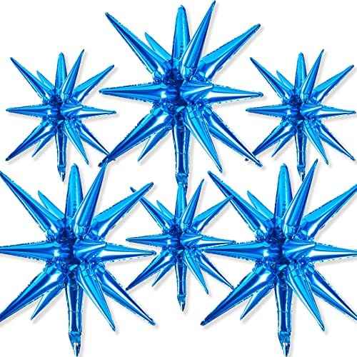 Partywoo Crepe Streamers 6 Rolls e 6 Pcs Royal Blue Star Balloons
