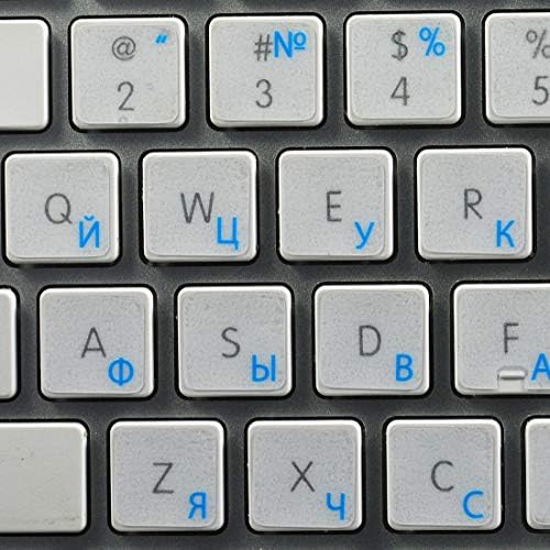 Decalques russos de teclado de maçã cirílica com letras azuis, vermelhas, laranja ou brancas sobre fundo transparente para desktop,