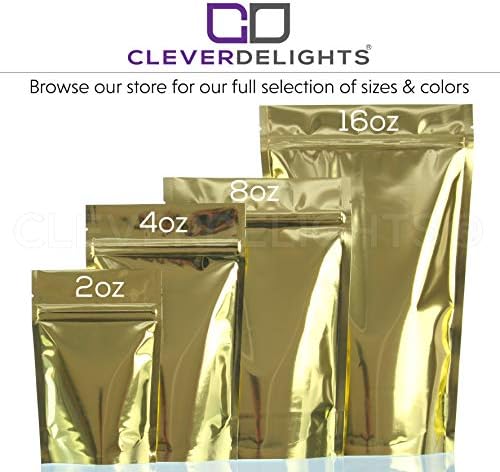CleverDelights Gold Stand Up bolsas - 4oz - 1000 pacote - 5 x 8 x 2,5 - bolsa selvagem