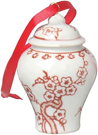 Ornamentos de jarra de gengibre mini bandwagon, conjunto de 4 ornamentos de porcelana pendurados, Natal