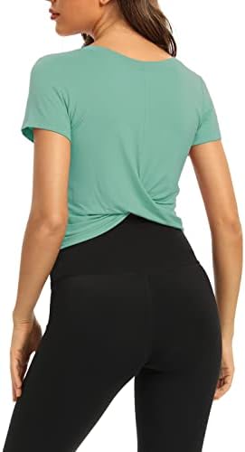 Bestisun feminino cortado Tops Tops Flowy Gym Workout Crop Top Top Slim Fit Athletic Yoga Exercício camisetas Tops de dança