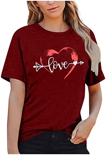 Jjhaevdy T camisetas para mulheres plus size dia dos namorados camisa amor impressão de t-shirt t-shirt shirt curta camiseta gráfica fofa camisetas
