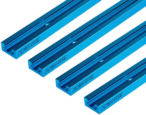 Powertec 71168-P2 T-RACK TENHA PLANÇAS PORTURAÇÃO, LARGUNDA 5-1/2 ”L x 1-1/8” Largura, conjunto de 4 e 71372 Perfil de corte duplo Universal T-Track w/perfil de corte duplo | EZ MONTH BUROS PRESSO, 4 PACK