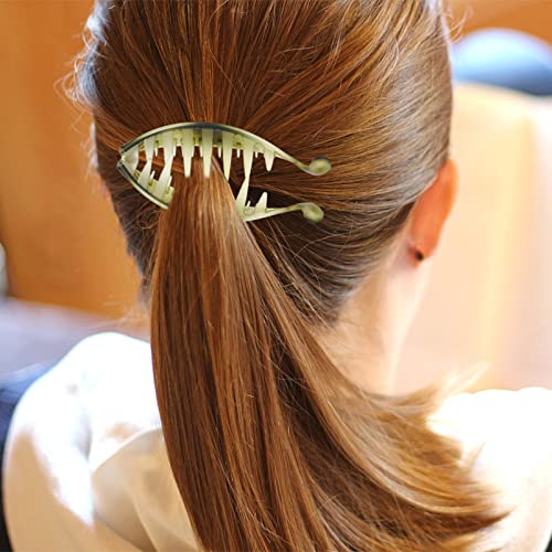 Clipes franceses uonlytech para cabelos 4pcs clipe de cabelo de banana acrílico peixe forma de caba de peixe rabo de peixe