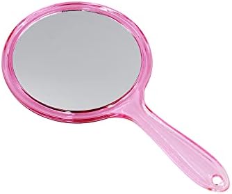 Oigumr pequeno espelho de mão dupla face 1x/2x espelho de mão espelho de mão fofo 4,5 x 8,2 polegadas rosa