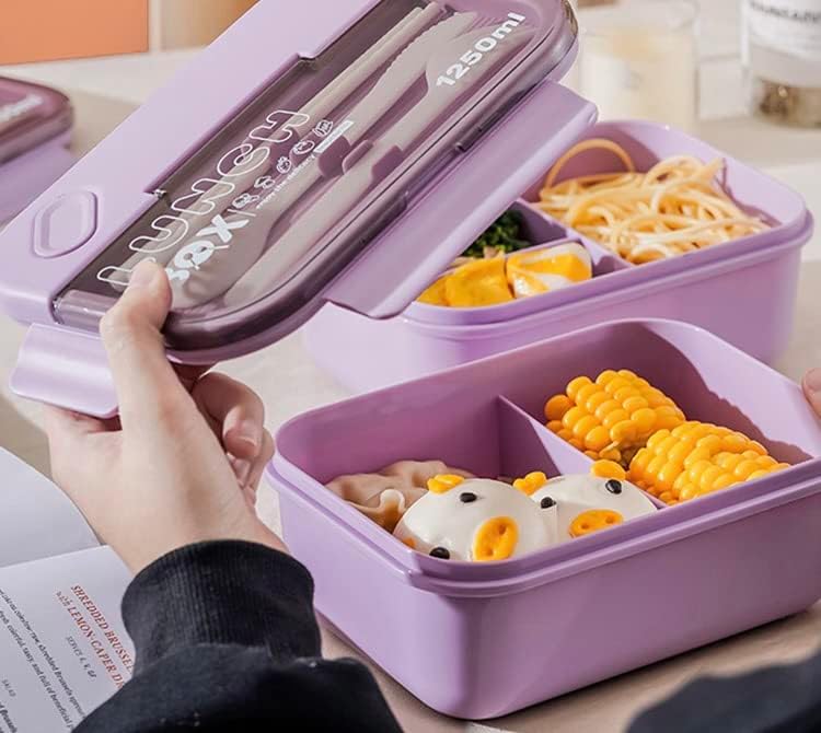 Lancheira caixa de bento para adultos crianças com pauzinhos e colher, contêineres portáteis de almoço de caixa de bento