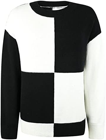Camisola de Batwing feminino Tampo de inverno O-pescoço costura de pullocatrinho de mangas compridas Sweater Casual Cable Kick