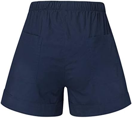 Ausyst shorts para mulheres confortáveis ​​cintura elástica de cordão sólido emeduidade em splice de verão casual perna larga solta