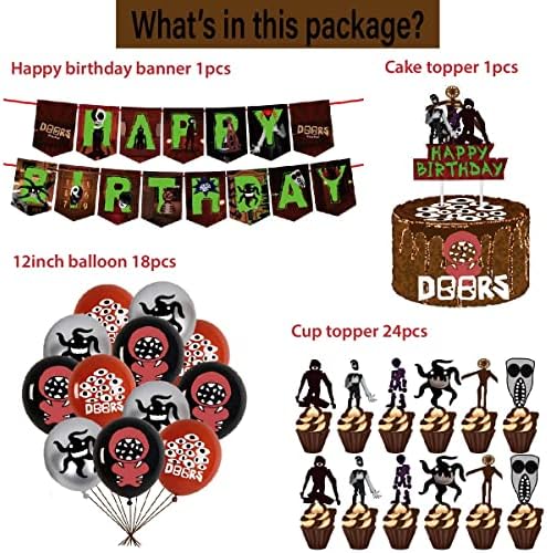 Decoração de festa de aniversário da porta do jogo Conjunto de portas de feliz aniversário Banner Door Bolo Topper para crianças Aniversário