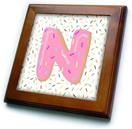 Imagem fofa de 3drose da letra n com Donuts Inspirational Design - Tiles emoldurados