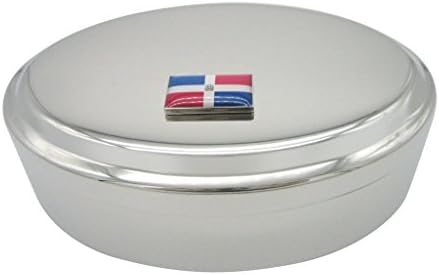 Bandeira da República Dominicana Pingente Oval Tinket Jewelry Box