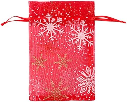 Cabilock 60pcs Supplies Trate a festa de aniversário de malha com a loja de presentes de Natal favorece as bolsas de flocos de neve