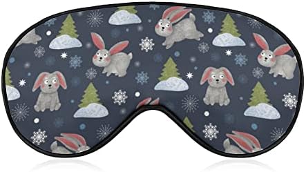 Natal Cute Rabbit Sleep Máscara de olho, capa para os olhos Sleeping Aid Rest Blackout BlackOuft com máscara de sono