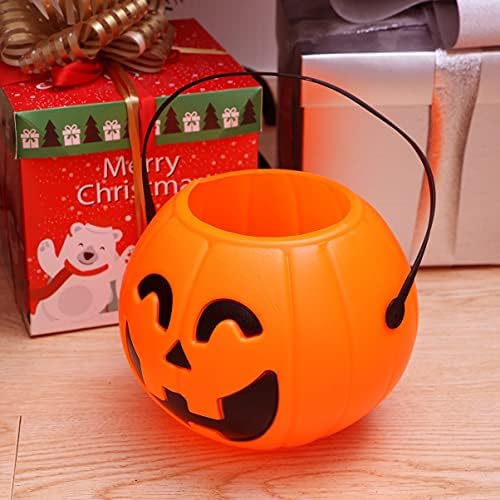 Besportble Halloween Pumpkin Bucket, Halloween Baskets 6,6 polegadas portáteis Halloween Pumpkin Candy Buckets Children Flue