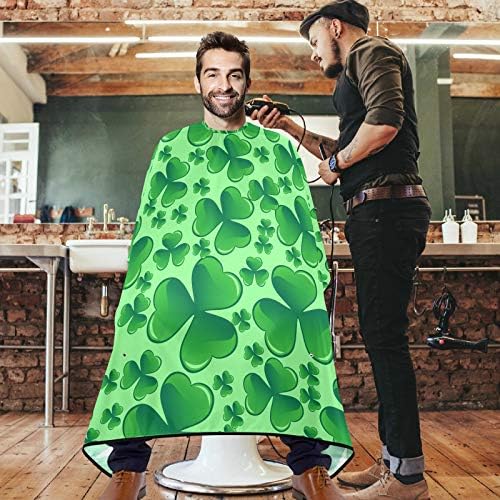 VISESUNNY barbeiro Cape Saint Patricks Padrão de trevo de trevo Cabelo de corte de cabelo de salão de salão Avental anti-estático