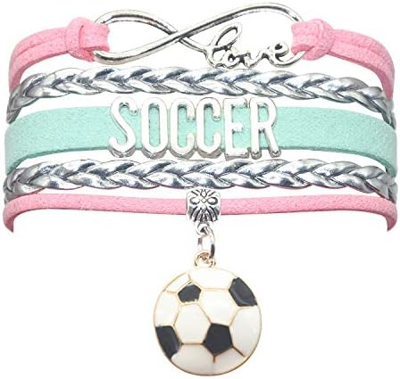 Jóias de pulseira de futebol de Hcchanshi - Infinando amor fofo charme de bola de bola de bracelete de futebol para mulheres, meninas,