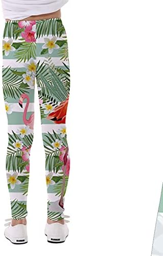 Kvysinly Kids Girls Flamingos e Flower Print Dance Leggings Sport sem pés Tangas de ioga calças de ginástica de Yoga Ginástica