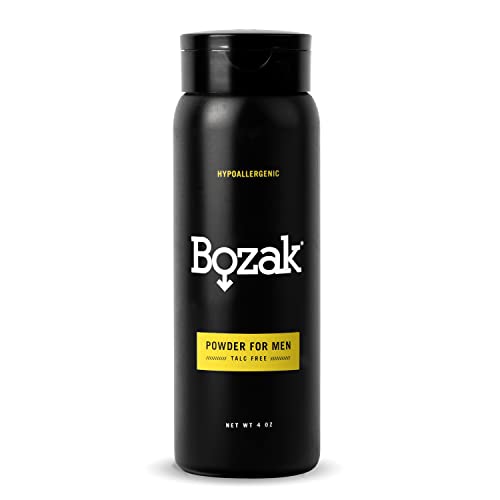 Pó corporal hipoalergênico de Bozak para homens - 4 onças. Sem talco, absorve o suor, para de atirar, mantém a pele seca - desodorante de defesa da coceira de cocô