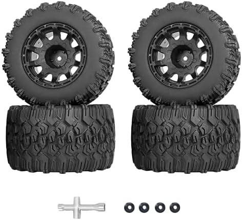 Rcmoxeto 2,8 pneus rc 12 mm pneus hexadecimais e rodas rc pneus de caminhão RC de 1/10 em escala com inserções de espuma para rodas
