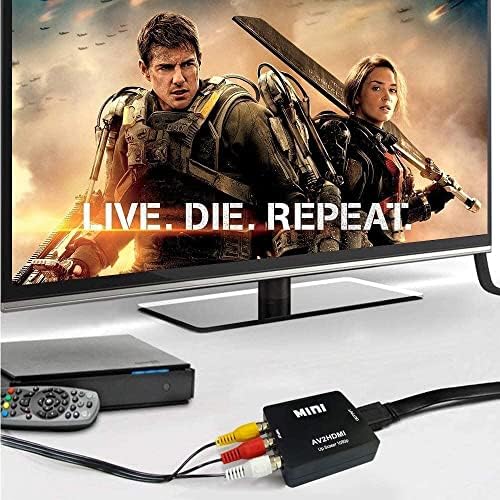 LHH RCA para HDMI, AV para HDMI Converter, 1080p Mini RCA Composite CVBS Adaptador de Audio Audio Adaptador de suporte PAL/NTSC para TV/PC/PS3/STB/Xbox VHS/VCR/Blue-ray DVD Players