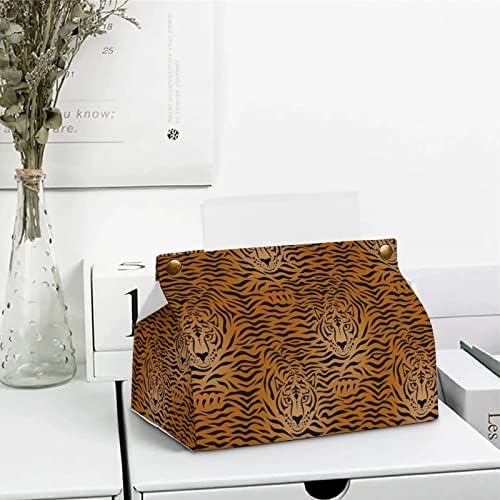 Tigre Animal Print Tissue Box Capa moderna Pu couro guardana