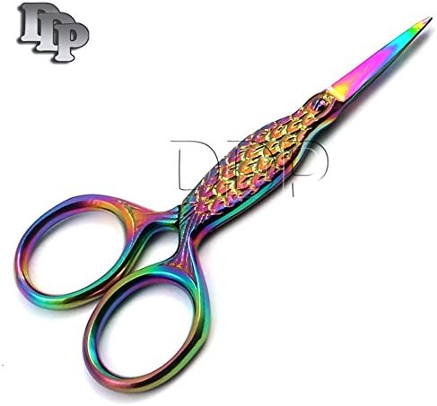 Conjunto DDP de 2 Multi Titanium Color Rainbow Sewing Craft Borderyer Scissors 3,5 Estilo de peixe