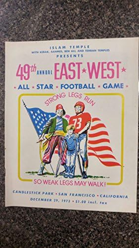 East vs West Candlestick Park Football 1973 Programa Vintage J42188