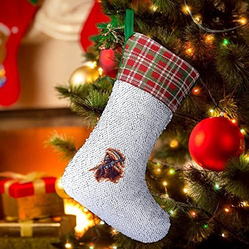Grime Reaper Christmas Lantejouras meias da família Decoração de árvores Decorações penduradas Ornamentos para o Natal 9,9 x 13,2