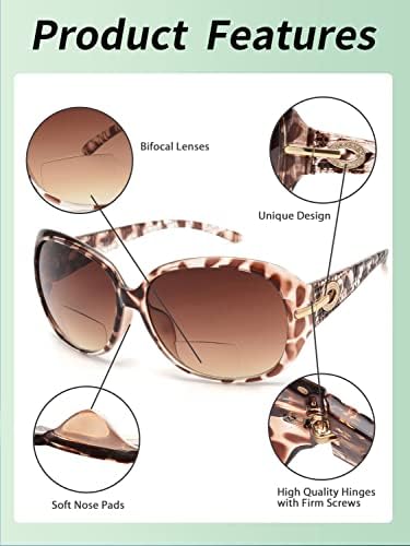 Jm clássico de leitura bifocal óculos de sol Óculos de leitor para mulheres Tortaria ao ar livre de proteção UV +3.5