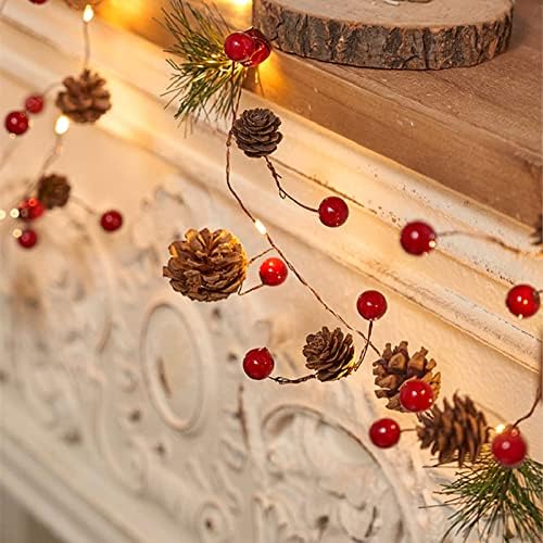 2m de pinheiro de natal pinho luz vermelha com sino e 20 luzes LED, 2 Modo Luzes de Natal ao ar livre para a árvore de natal para a árvore da parede da parede de parede de casamentos de casamento decorações de Natal, branco quente branco