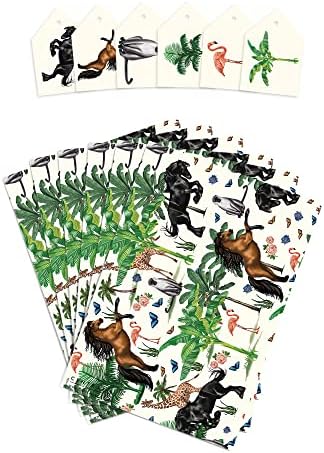 Papel de embrulho de safari da Central 23 - 6 folhas de embrulho de presente com etiquetas - cavalo, flamingo, girafa - papel de embrulho