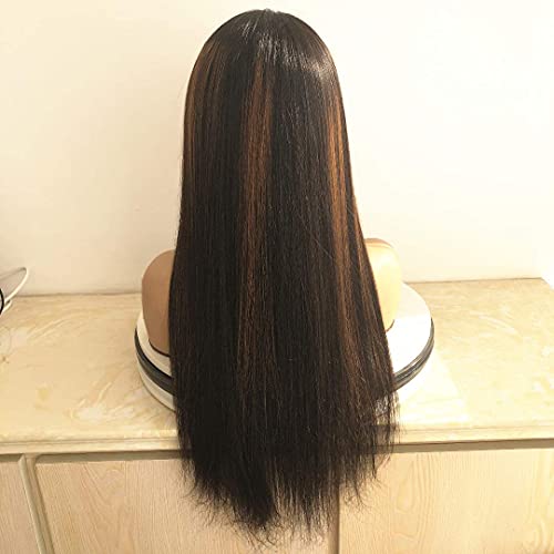 Quinlux Wigs HD Transparente 13x6 Lace Frontal Wig pré -arrancada 1b/ 30 ombre preto com destaque marrom peruca sedosa