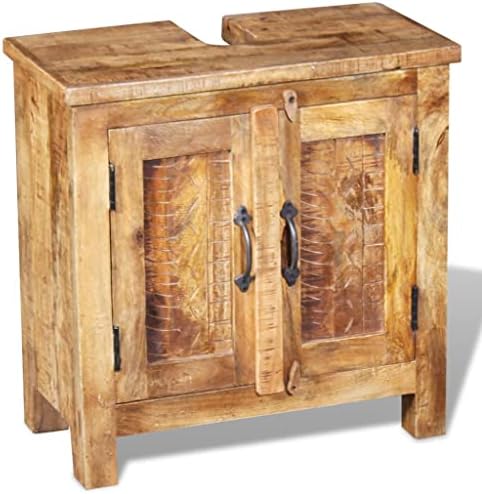 Conjunto de armários de madeira de manga sólida de vidaxl com 2 portas de armazenamento de espelho de banheiro em casa
