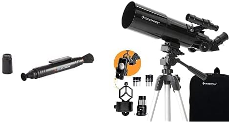 CELESTRON - Escopo de viagem de 80 mm - Telescópio portátil Refractor - Pacote de software de astronomia de bônus - Adaptador de smartphone Digiscoping e Lenspen - Ferramenta de limpeza da óptica, preto