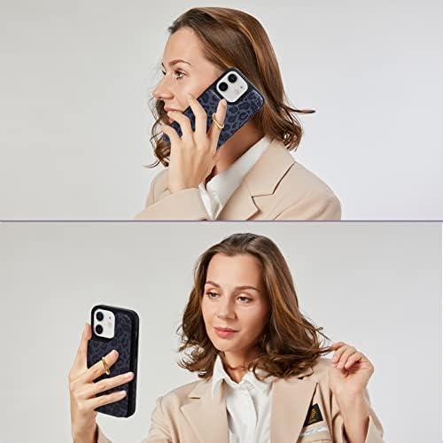 ELTEKER IPHONE 11 CASO COM titular do cartão, iPhone 11 Wallet para mulheres com kickstand, capa de couro de cartão de crédito de bloqueio de RFID para iPhone 11 - Leopardo preto