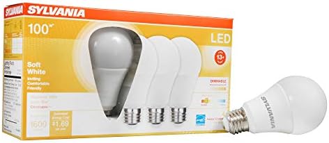 Sylvania lâmpada liderada, A19, 100W equivalente, eficiente de 16w, 13 anos, base média, diminuído, fosco, 2700k, branco