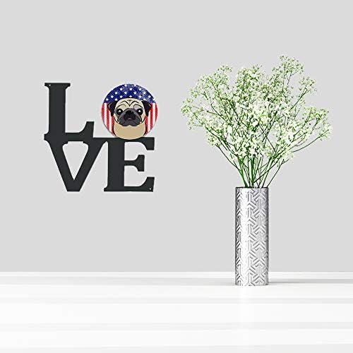 Tesouros de Caroline BB2192WALV American Flag and Fawn Pug Metal Wall Artwork Love,