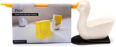 PELEG Design Pelix Plastic Sponge and Ploth Solter para pia da cozinha Caddy com copo de sucção, organizador e decoração