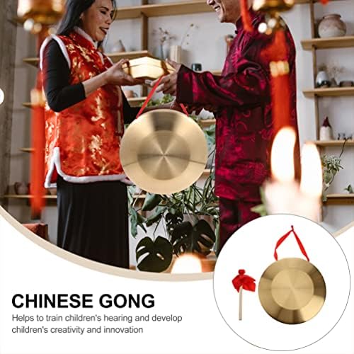 Vaguelamente 1 conjunto de instrumentos de latão - 36 cm de ópera de cobre gong gong com martelo de madeira e fita pendurada vermelha