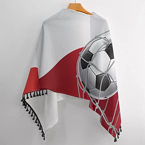 Objetivo do futebol e bandeira da Polônia Feminino de estilo retro Cape Shawls Poncho com borla