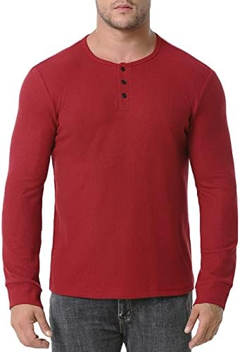 Jeke-DG Winter Warm Flanela camisa Termal Camiseta Termal Manga Longa Botão de pulôver de búfalo Buffalo Stretch Slim Basic Knit