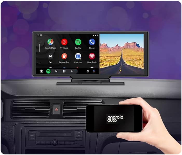 Wireless CarPlay Android Auto Dashcam, 4K+1080p para came de traço espelhado dianteiro e traseiro para carros, câmera