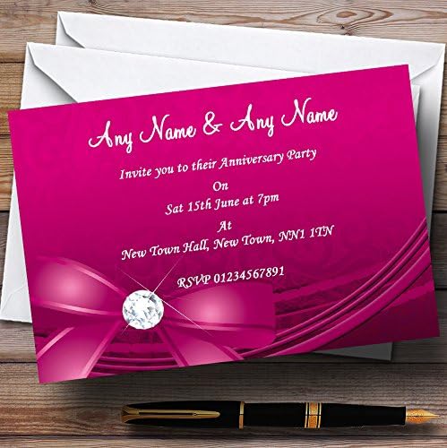 Festa de Aniversário de Casamento Rosa e Diamante convites personalizados convites