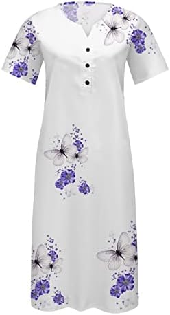 Vestidos de verão femininos 2023 Vestido de bolso floral de manga curta