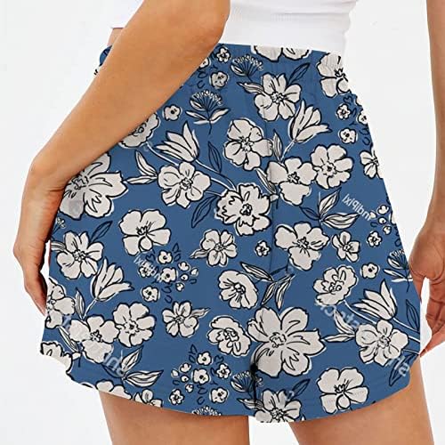 Shorts casuais shorts femininos com cordão de grama alta de altos shorts folgados shorts retro impressão respirável shorts