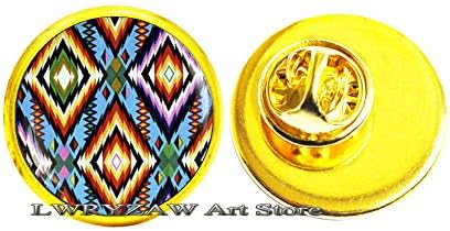 Broche de arte nativa americana colorida, pino de arte folclórica mexicana, jóias mexicanas, joias de arte folclórica, broche