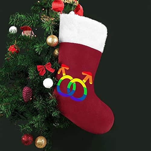 Amor gay LGBT Meias de natal, meia árvore de natal, ornamentos pendurados para férias de lareira 16.5