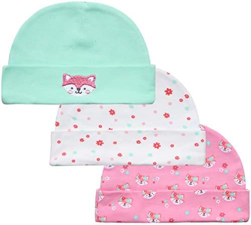 Mittens e bonés de bebê definem 0-6 meses Luvas infantis sem luvas de arranhões e chapéus de algodão para bebês meninas