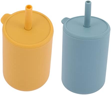 Toyvian 2pcs Baby Silicone Cup Cups de palha de palha para crianças palhas de silicone para crianças Copo infantil de palha bebe garrafa de bebê infantil copo com copo de copo com canico de copo com copo de palha com copo de palha bebê bebê